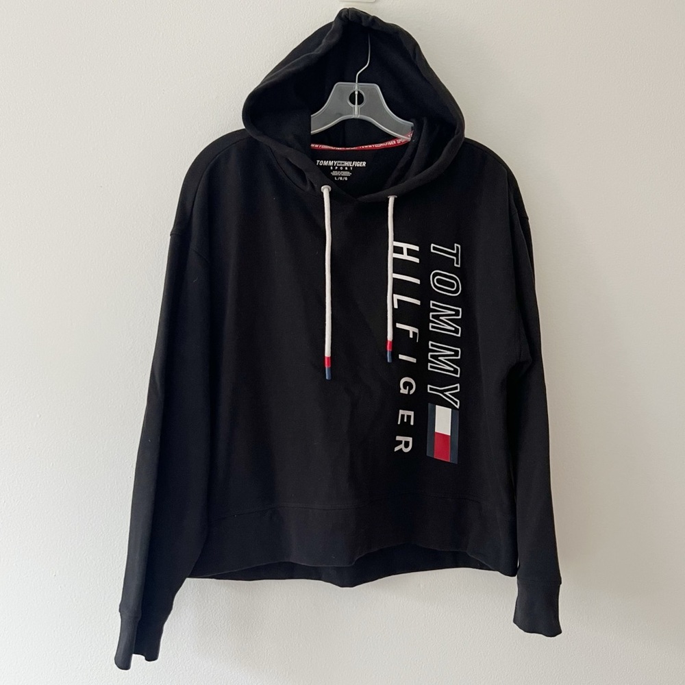 TOMMY HILFIGER Black Fleece Hoodie Sweatshirt
